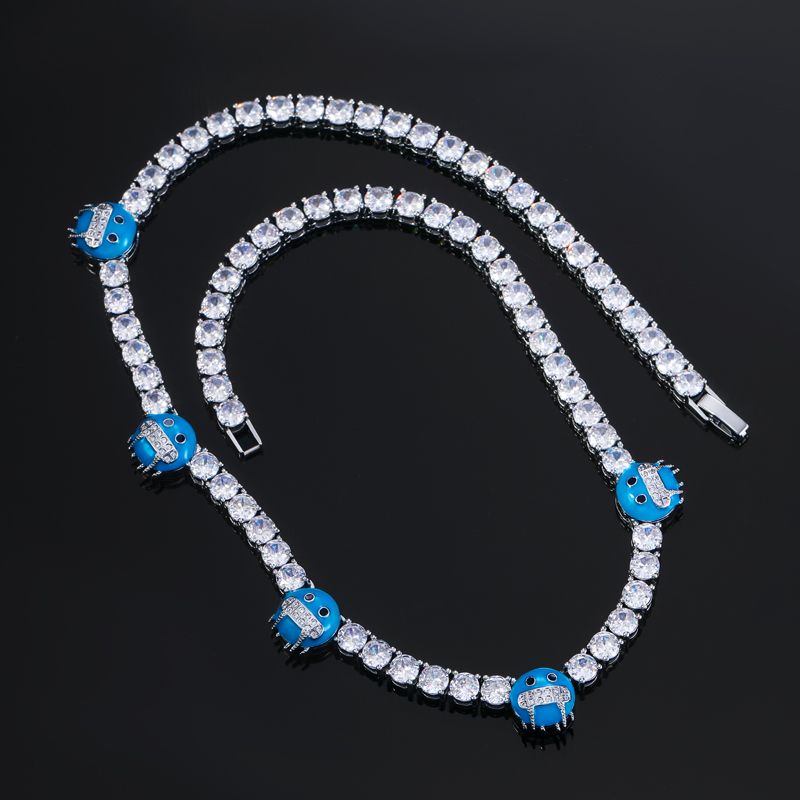 5mm Luminous Blue Cold Face Tennis Chain in White Gold