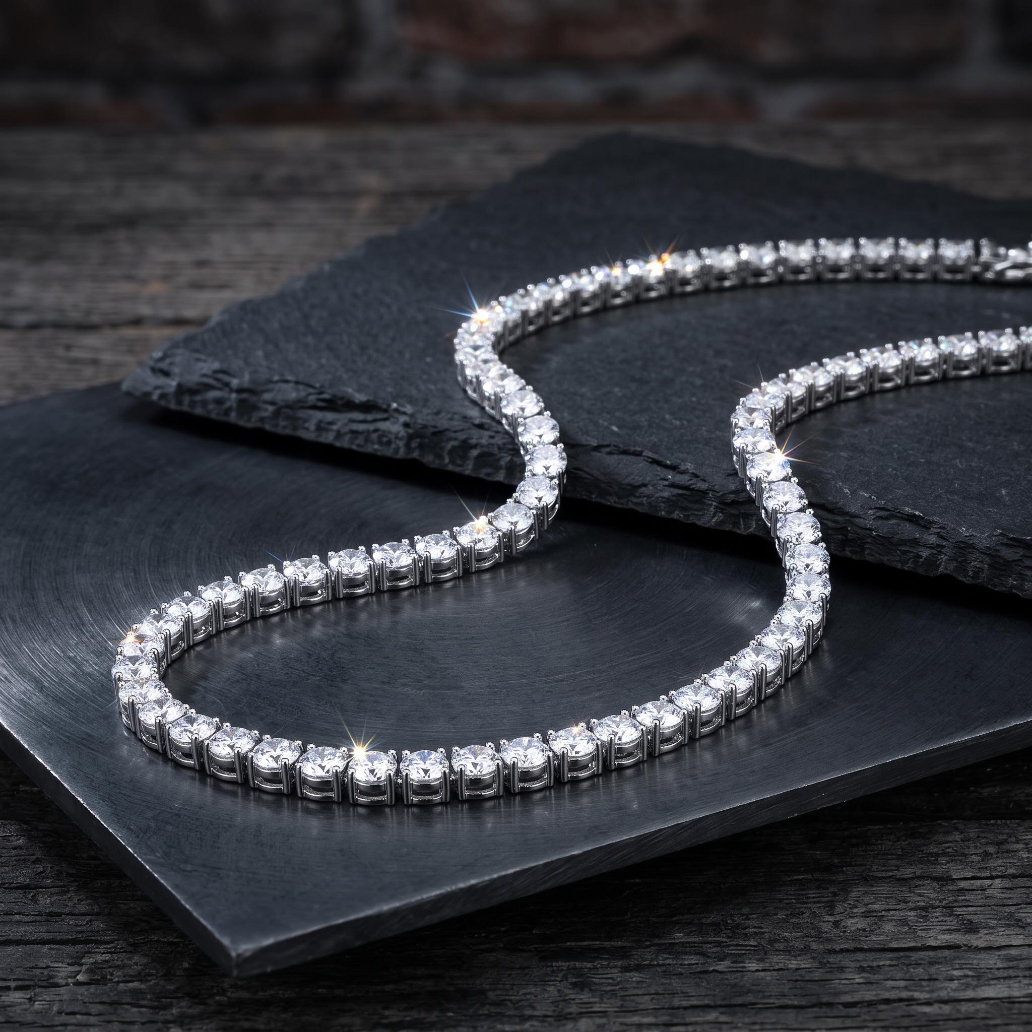 6mm Tennis Necklace in White Gold 6mm Tennis Necklace in White Gold