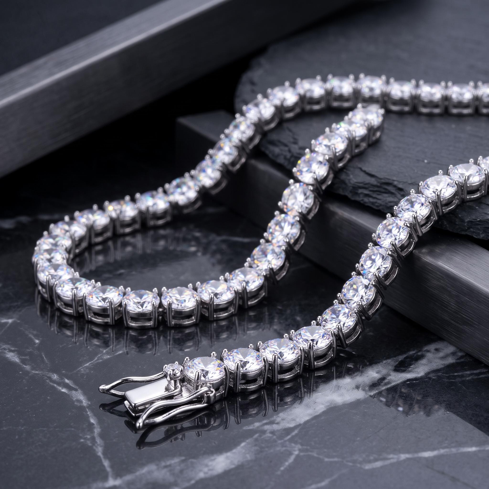 6mm Tennis Necklace in White Gold 6mm Tennis Necklace in White Gold
