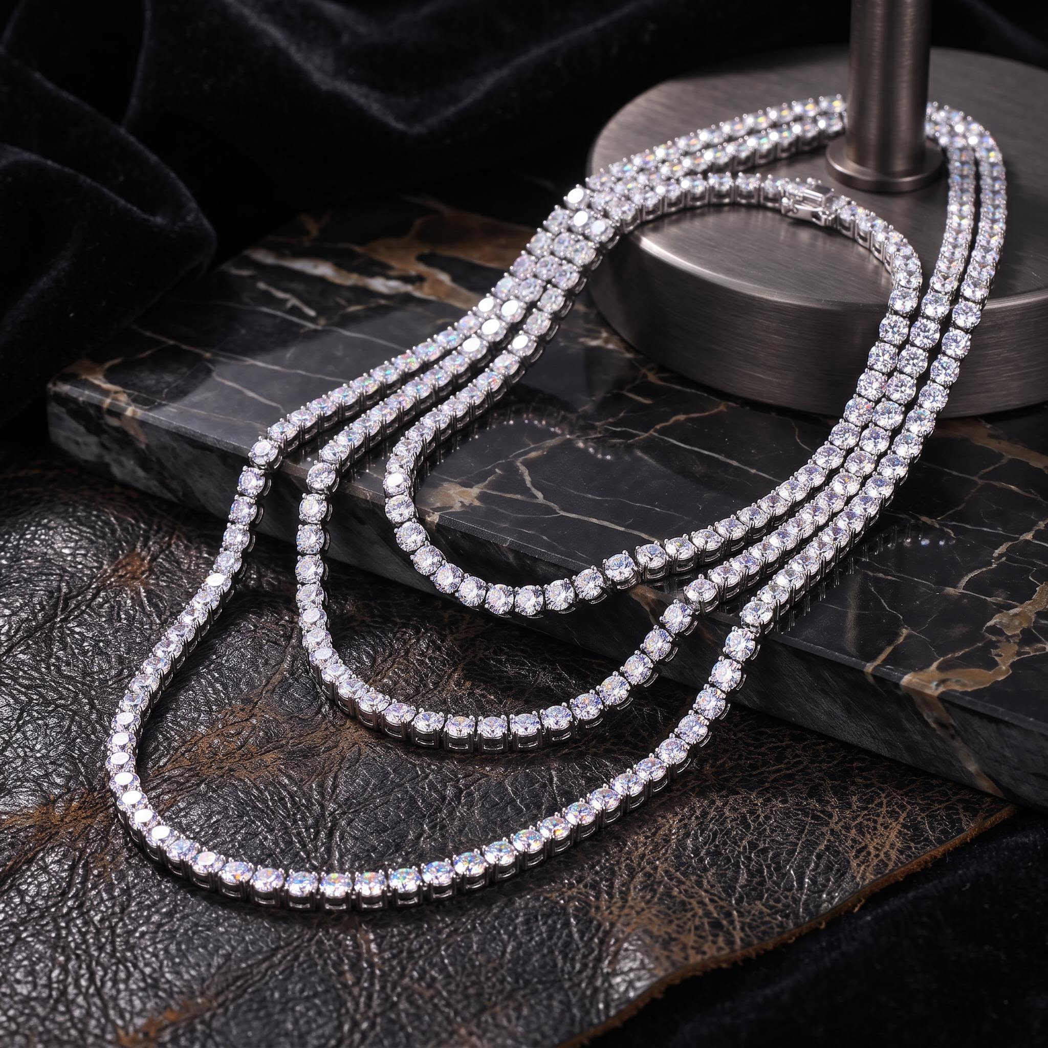 6mm Tennis Necklace in White Gold 6mm Tennis Necklace in White Gold