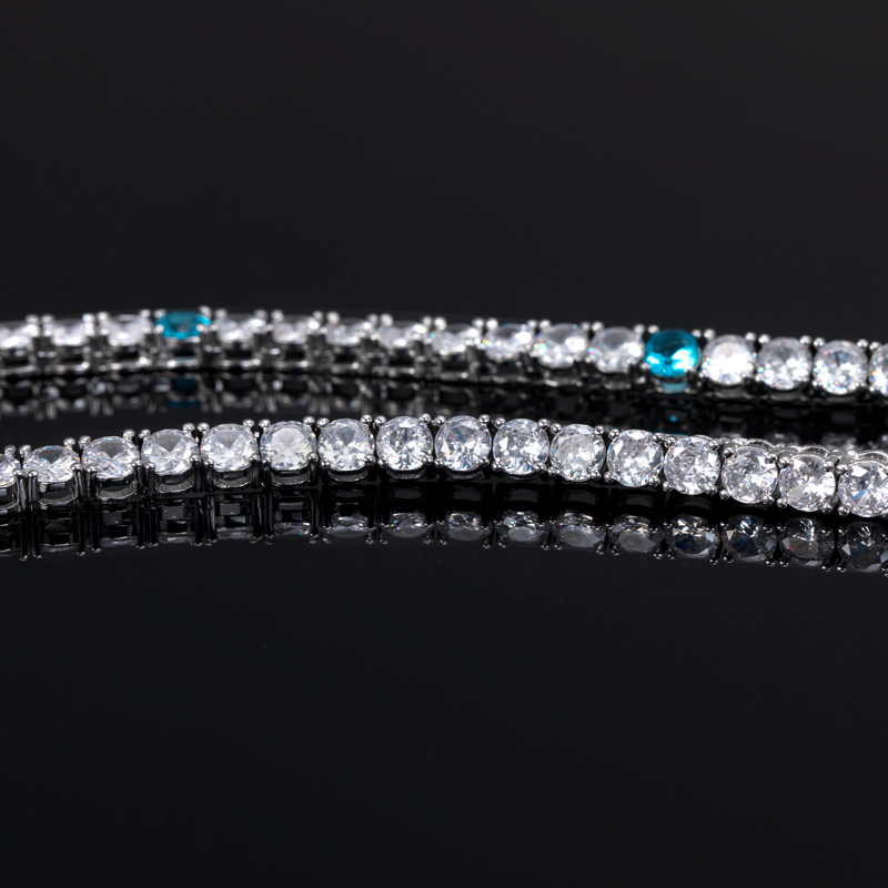 5mm Blue Tennis Chain in White Gold