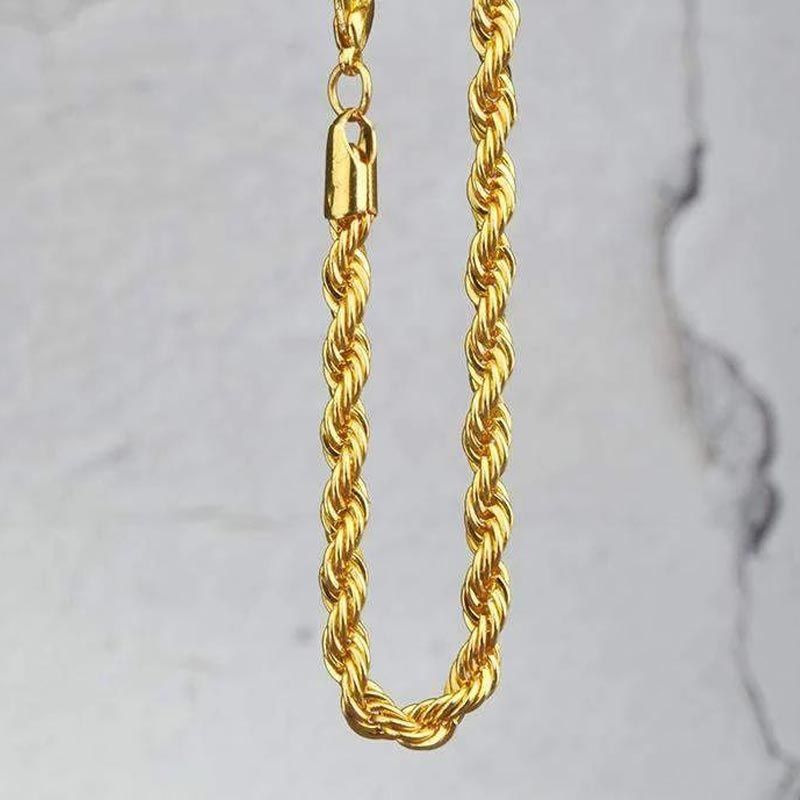 Women's 5mm 18K Gold Finish Rope Chain
