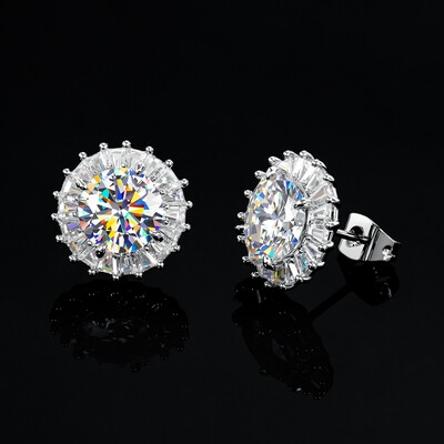 Brilliant Round Shaped Halo Stud Earring