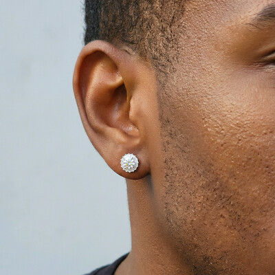 Brilliant Round Shaped Halo Stud Earring