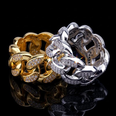 Iced 13mm Cuban Ring in White Gold