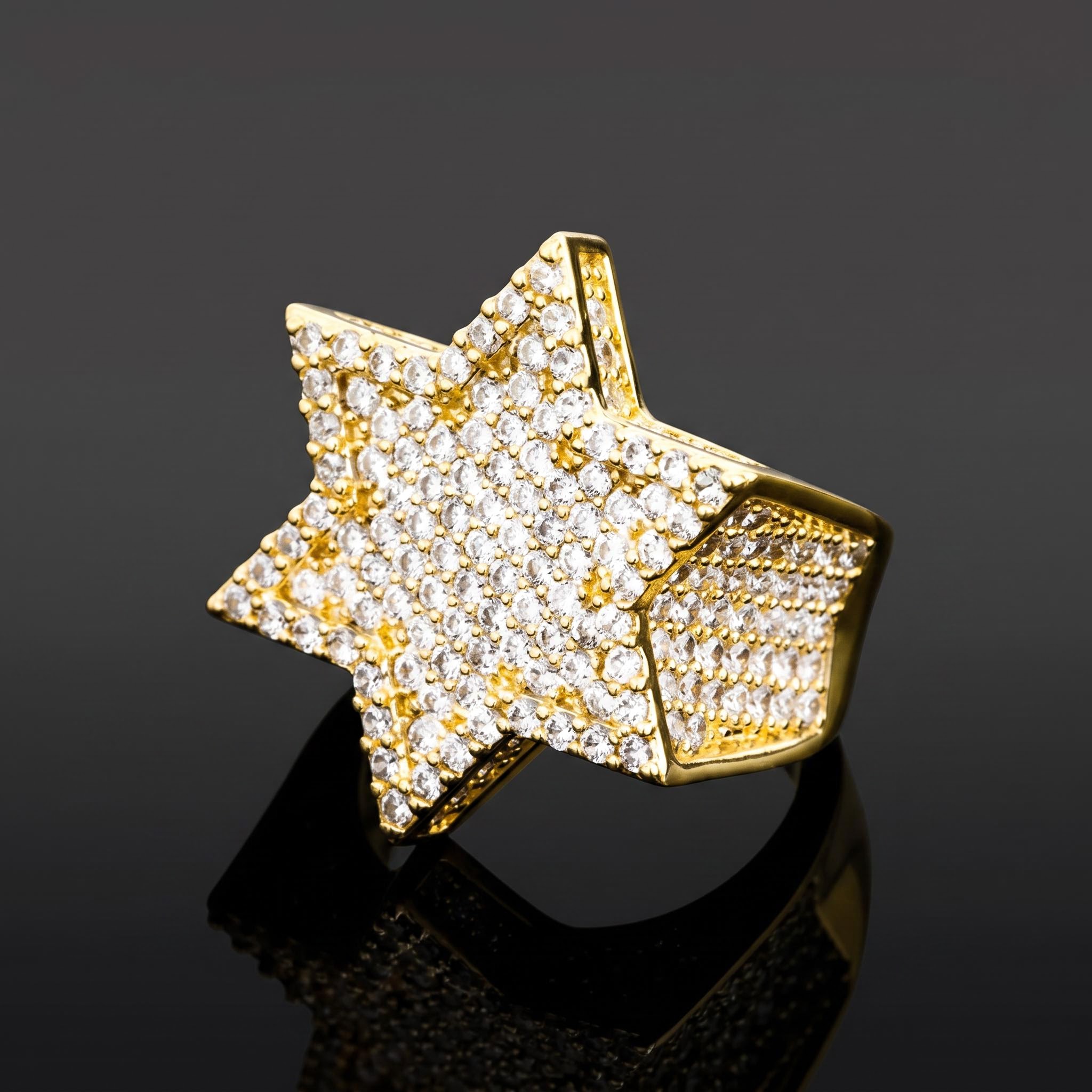 Iced Star of David Ring in Gold Iced Star of David Ring in Gold