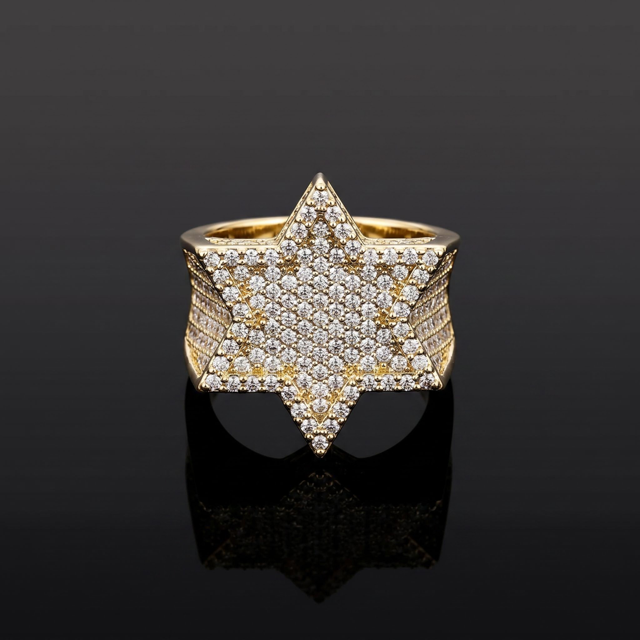 Iced Star of David Ring in Gold Iced Star of David Ring in Gold