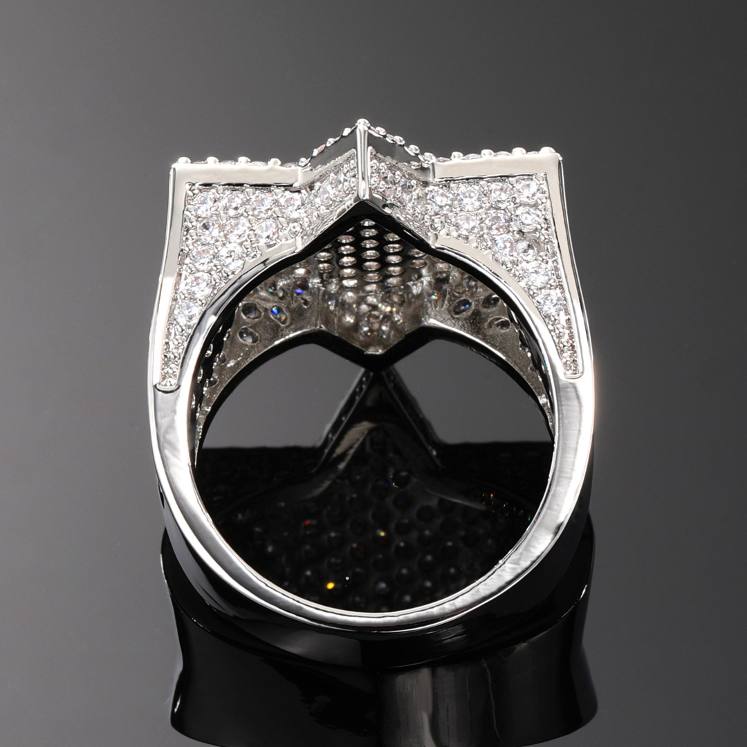 Iced Star of David Ring in White Gold