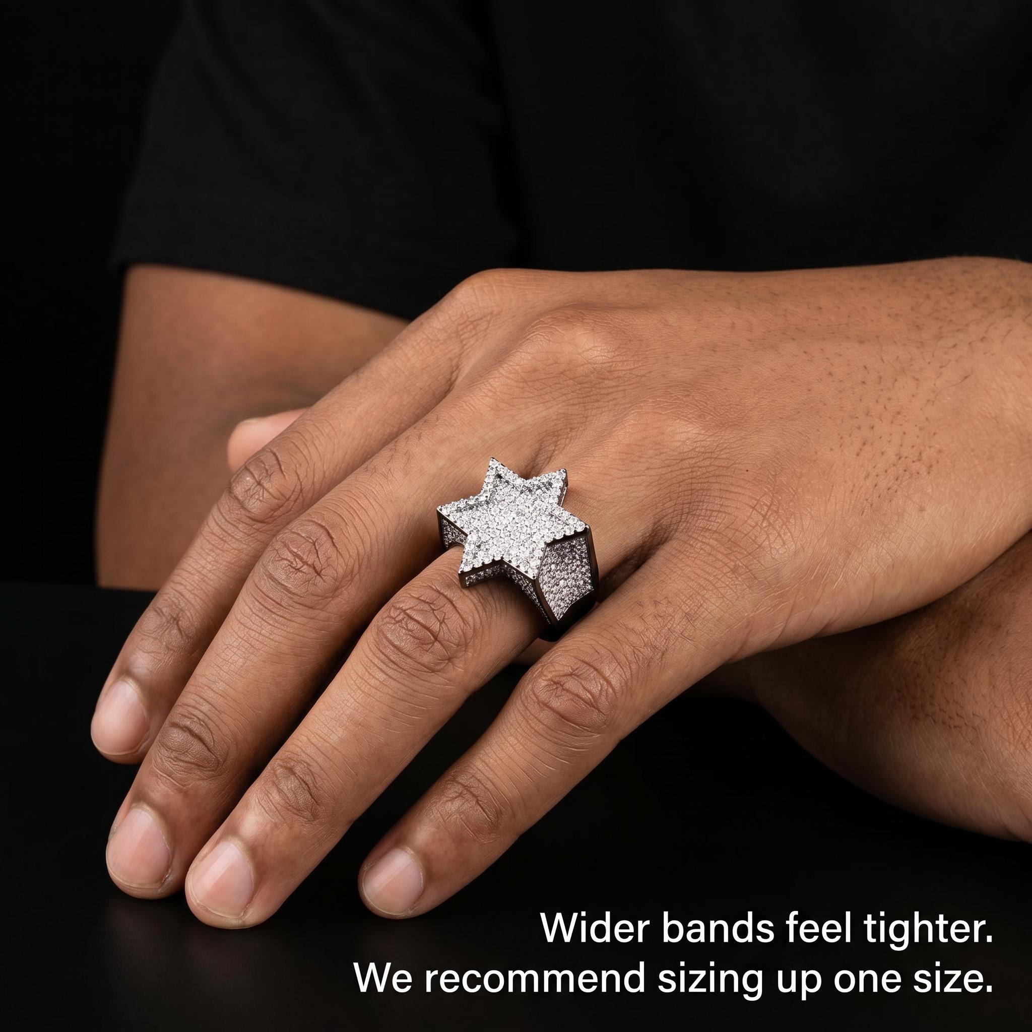 Iced Star of David Ring in White Gold
