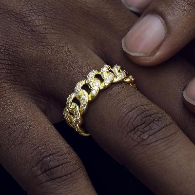  Iced 8mm Cuban Ring in Gold