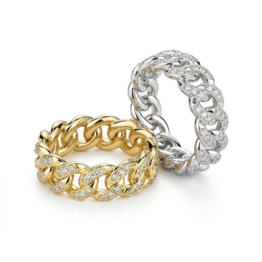 Iced 8mm Cuban Ring in White Gold