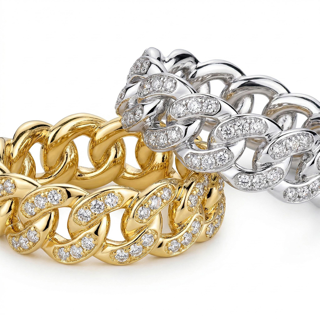 Iced 8mm Cuban Ring in White Gold