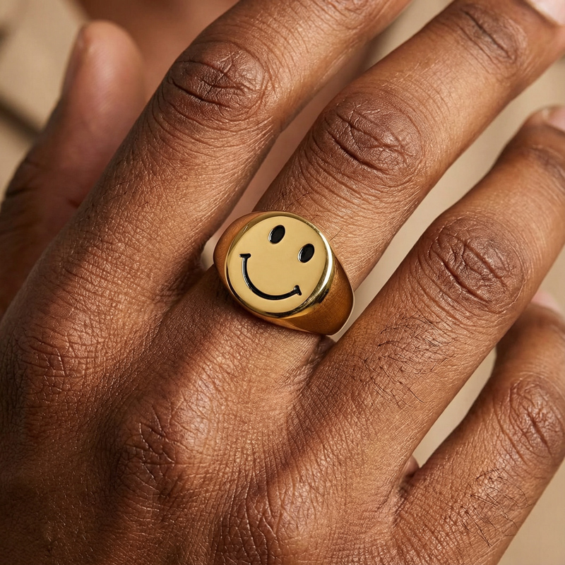 Smile Face Titanium Steel Ring