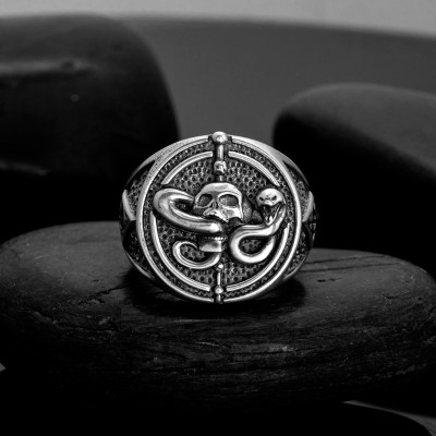 Skull Snake Geometry Ring