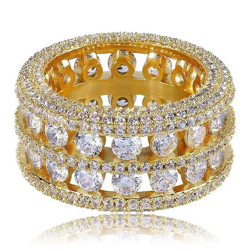 Round Cut Halo Eternity Band in Gold