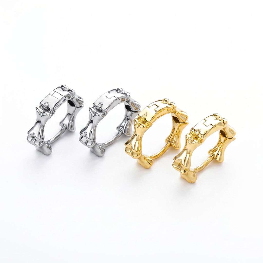  Bones Stainless Steel Hoop Earrings