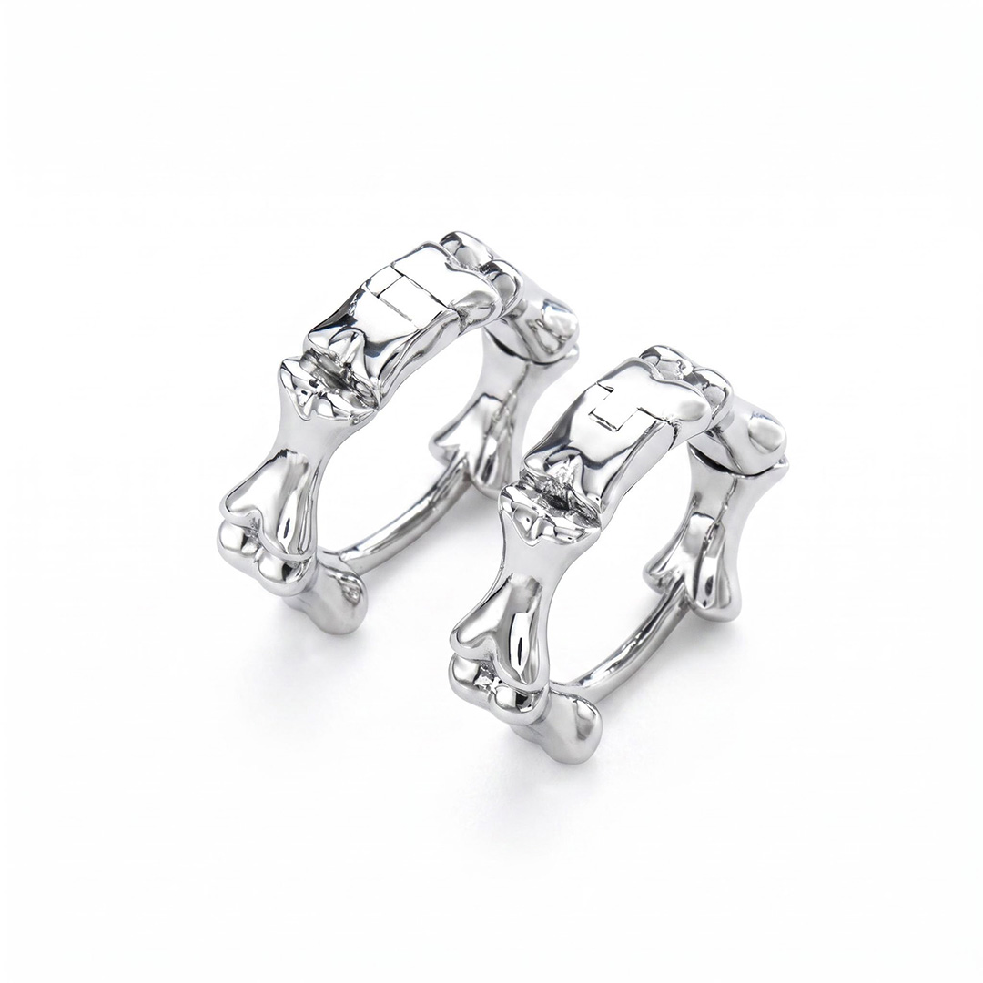  Bones Stainless Steel Hoop Earrings