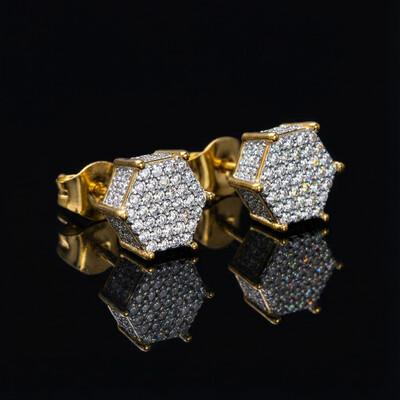Hexagon Micro Pave Studs Earrings