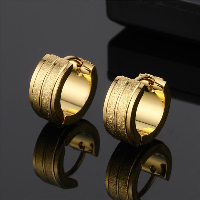 Titanium Steel Frosted Wide Band Earrings