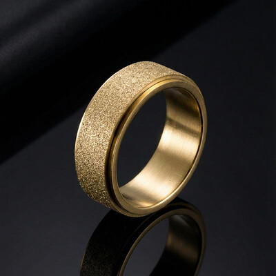 Men's Rotatable Frosted Steel Simple Band in Gold