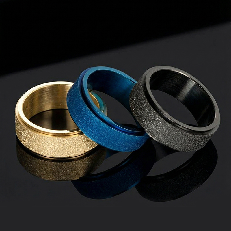 Men's Rotatable Frosted Steel Simple Band in Gold Men's Rotatable Frosted Steel Simple Band in Gold