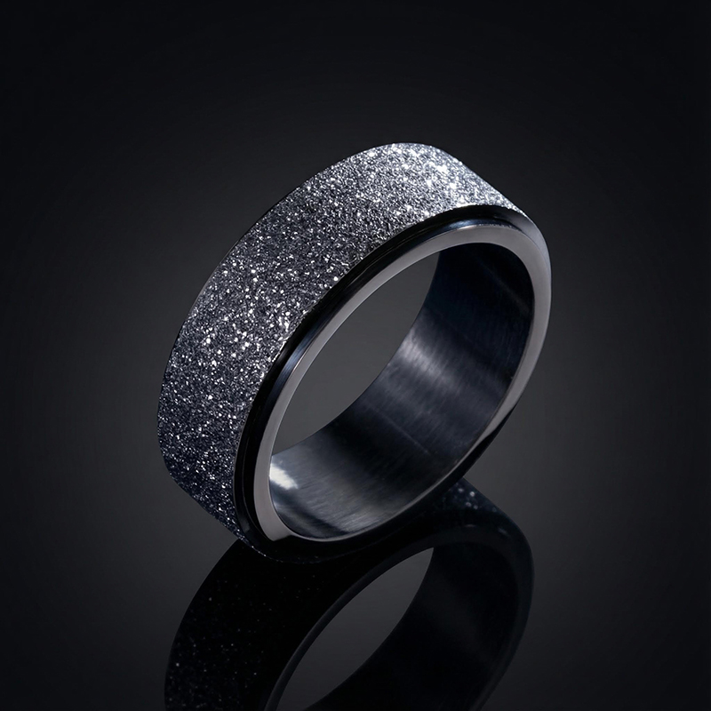 Men's Rotating Frosted Steel Simple Band in Black Gold