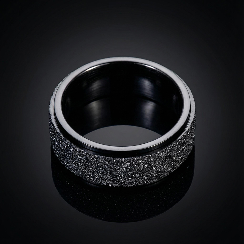 Men's Rotating Frosted Steel Simple Band in Black Gold