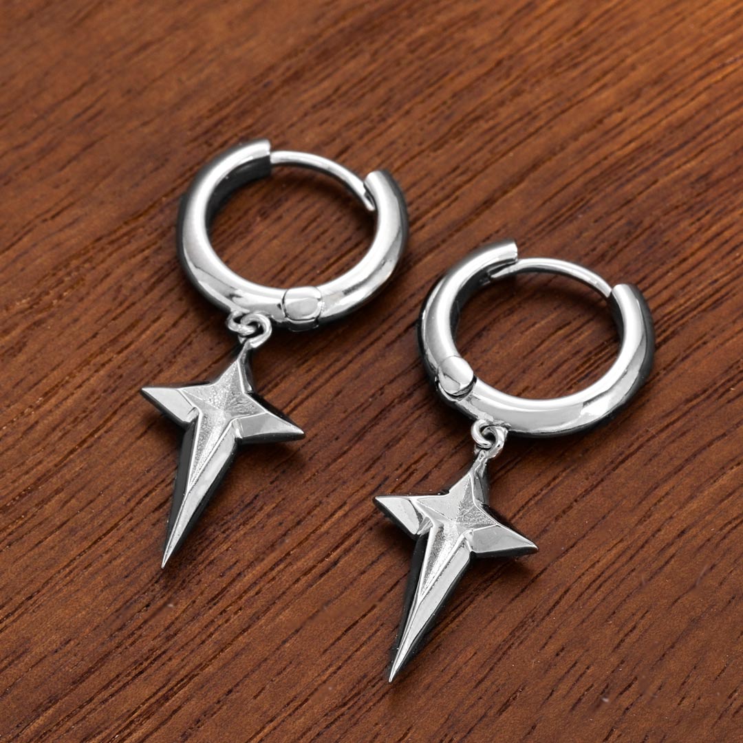 Four-pointed Star Dangle Earrings