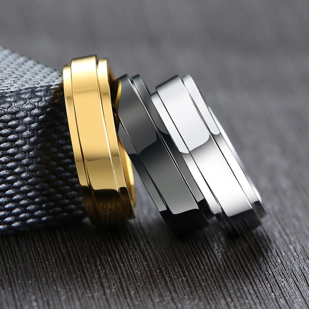 Spinner Relieving Stress Stainless Steel Band in Black Gold