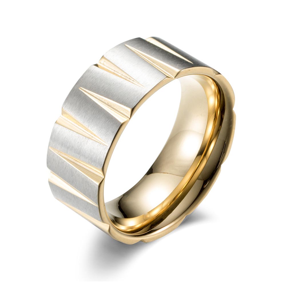 9mm Men's Cone Texture Band in Gold