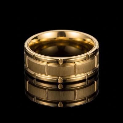 Unique Gents Titanium Steel Band in Gold