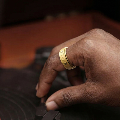 8mm Sun and Moon Spinner Relieving Stress Ring in Gold