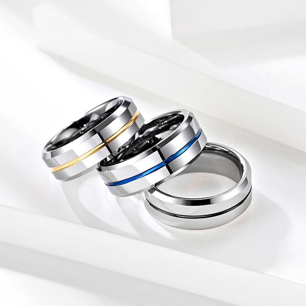 Men's Steel Blue-band Simple Ring