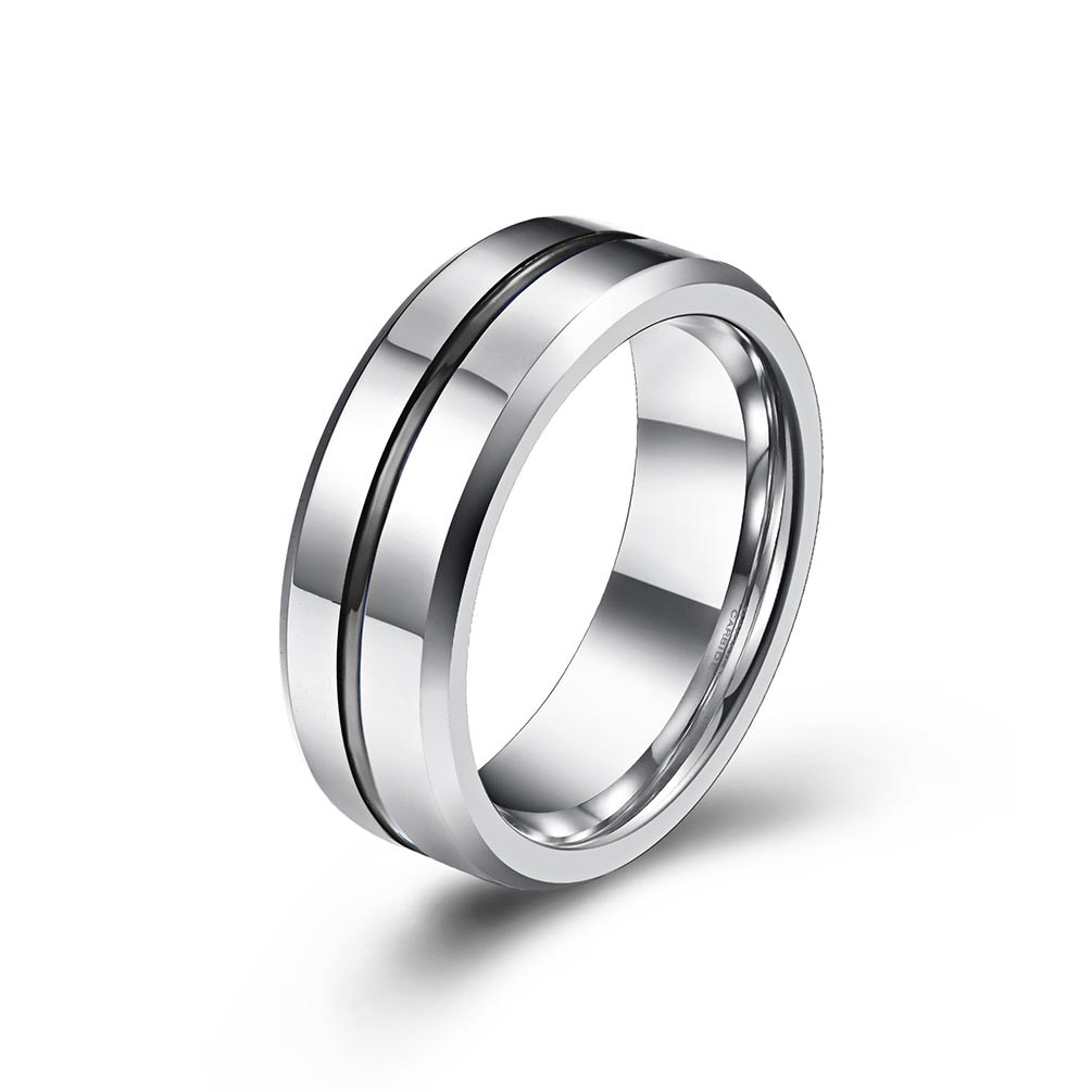  Men's Steel Black-band Simple Ring