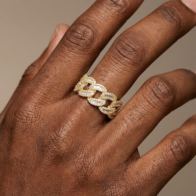 12mm Round & Baguette Cut Cuban Ring