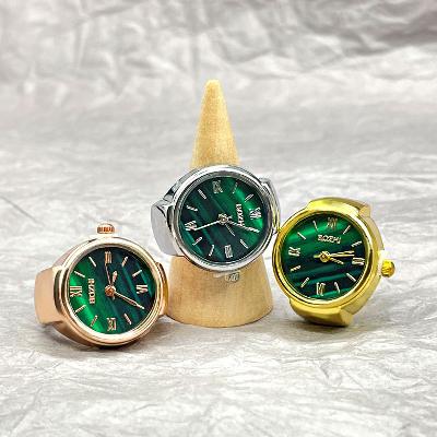 Round Green Dial Elastic Stretchy Quartz Watch Ring