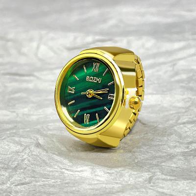 Round Green Dial Elastic Stretchy Quartz Watch Ring