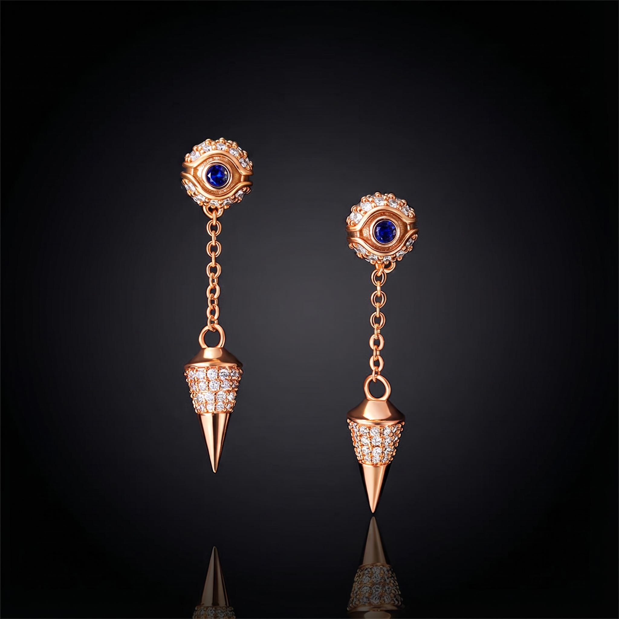  Iced Eye of Ra Cron Drop Earrings