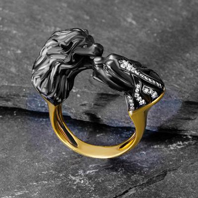  Iced Leopard & Lion Open Ring