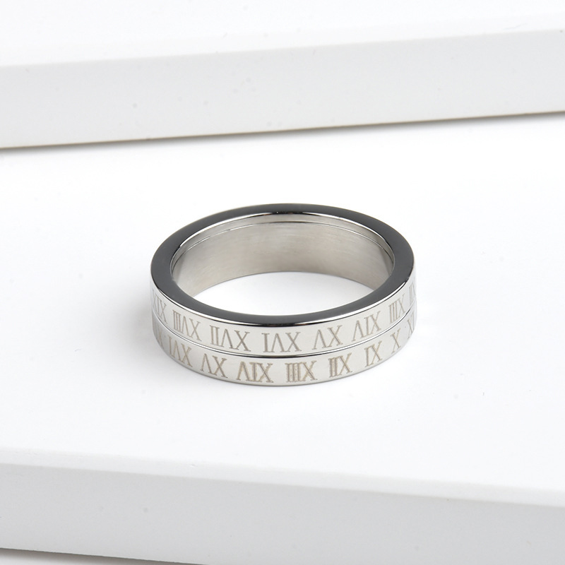 Rotatable Roman Numeral Titanium Ring