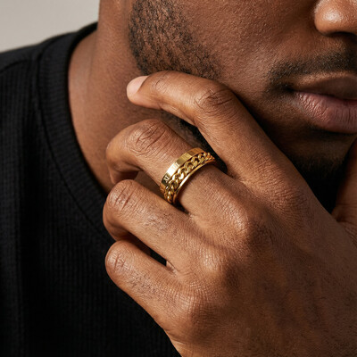 8mm Rotating Roman Numeral Cuban Chain Fidget Ring