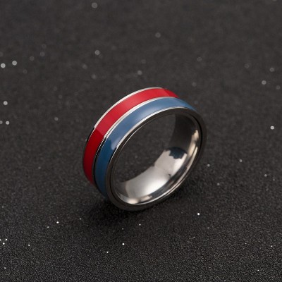 8mm Rotating Blue&Red/Black&White Fidget Ring