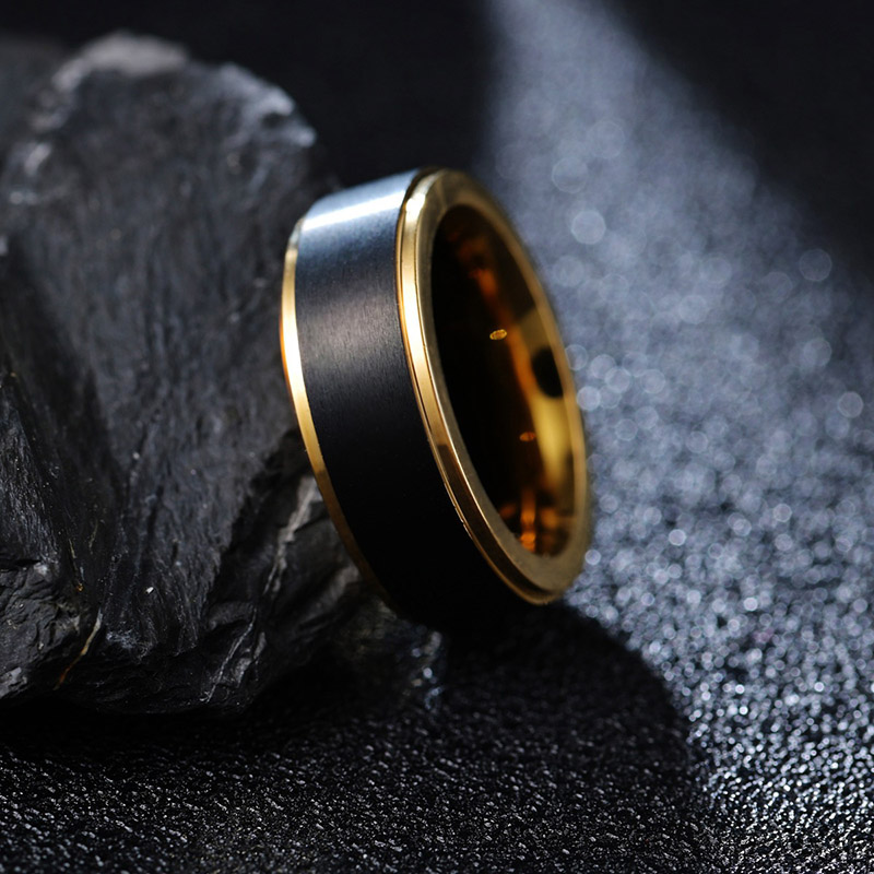 8mm Golden&Black Tungsten Ring