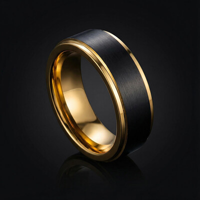8mm Golden&Black Tungsten Ring