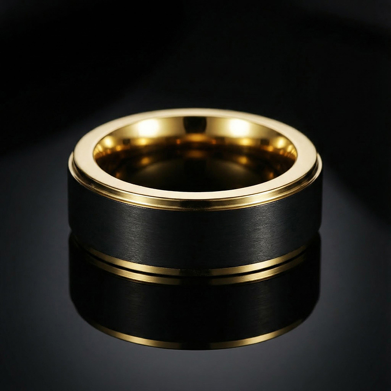 8mm Golden&Black Tungsten Ring