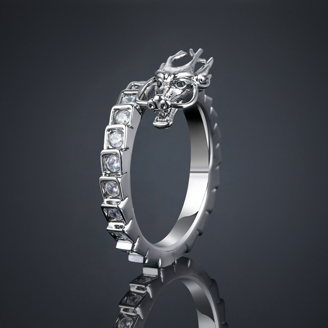  Iced Dragon Open Rings