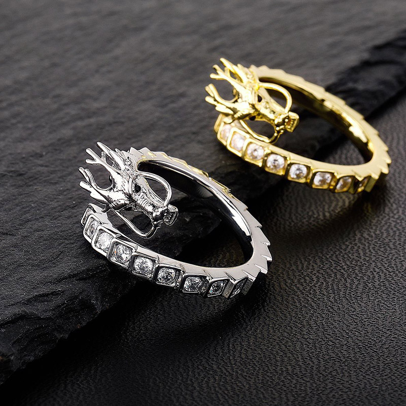  Iced Dragon Open Rings