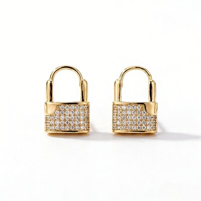 Iced Lock Huggies Earrings