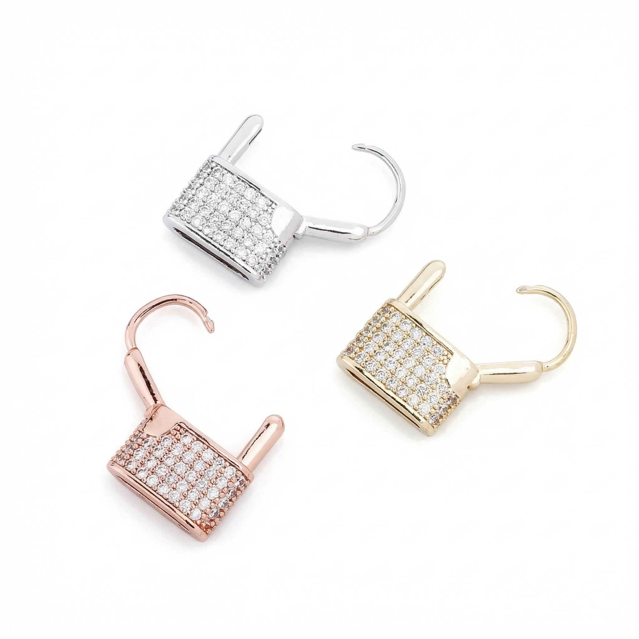 Iced Lock Huggies Earrings