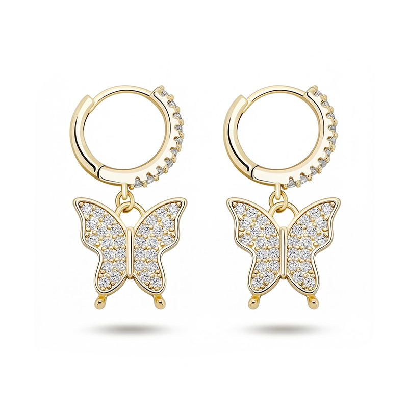 Iced Butterfly Dangle Earrings